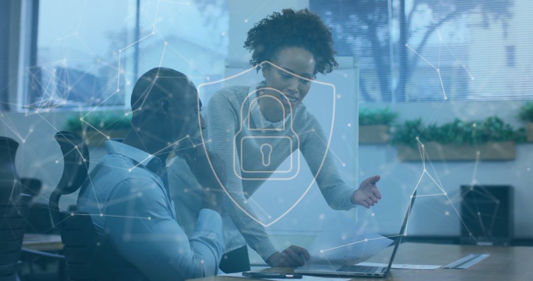 Cyber Security in Modern Business Office with Diverse Professionals