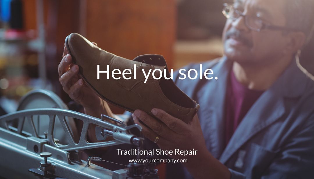 Cobbler Inspecting Shoe with Repair Equipment in Workshop - Download Free Stock Templates Pikwizard.com