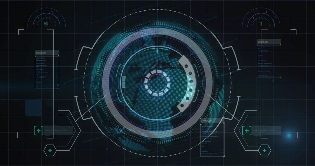 Futuristic HUD Interface with Circular World Map Display