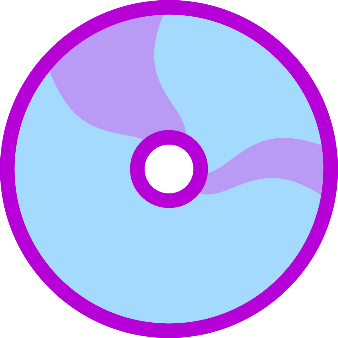 Vibrant Abstract Disc with Swirling Lavender Bands on Transparent Background