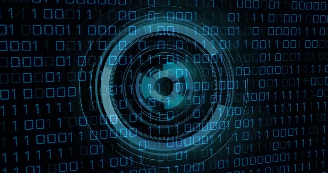 Futuristic Digital Code and Interface with Binary Overlay