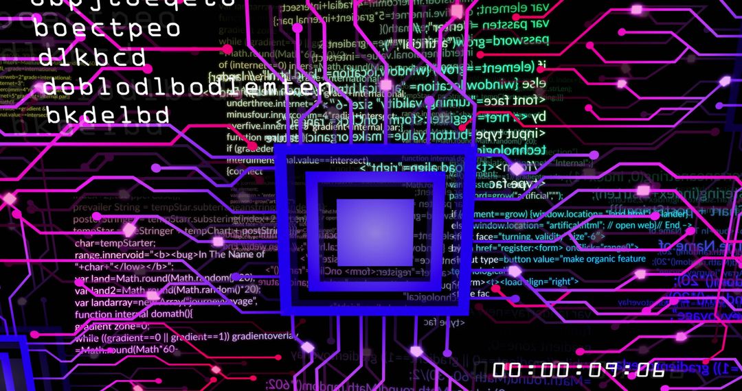 Futuristic Circuit Board with Data and Code Visual