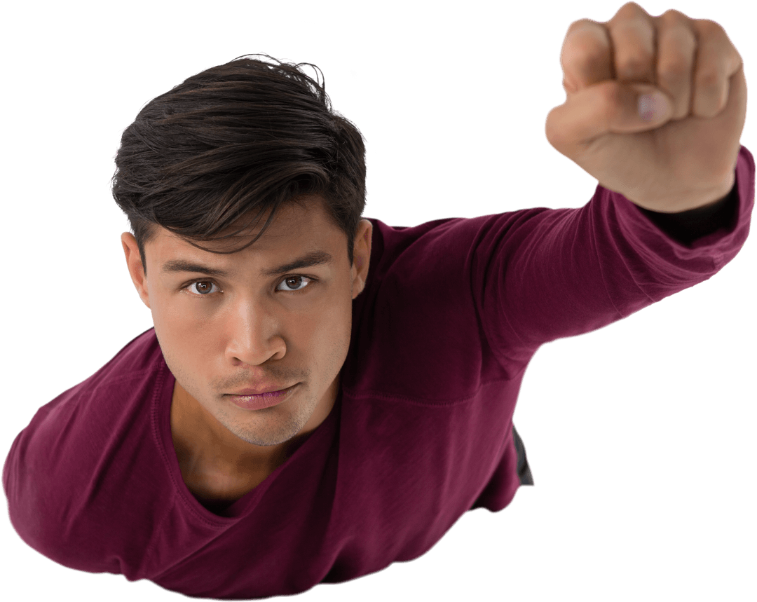 Transparent Hero Concept with Businessman in Fly Pose