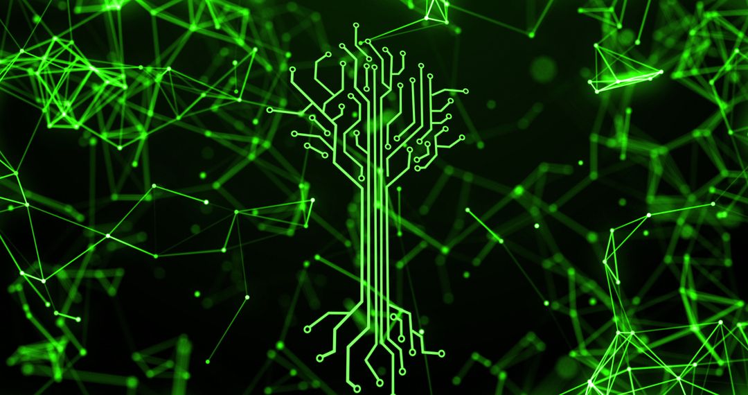 Digital Circuit Tree Illustrating Cyber Technology Connectivity