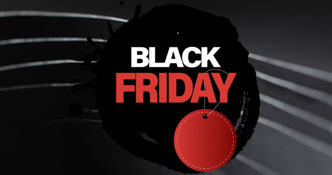 Black Friday Promotion with Red Tag on Black Background