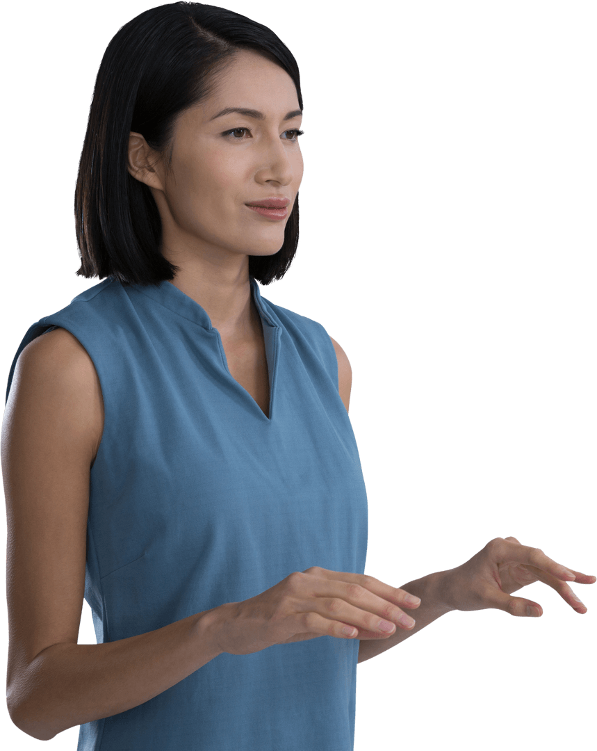 Female Executive Gesturing in Transparent Background