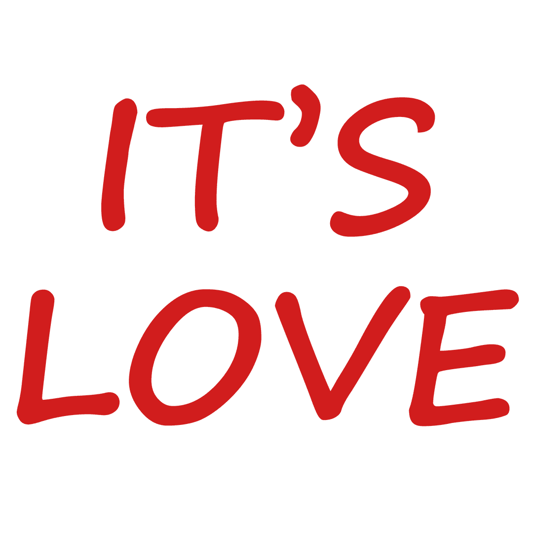 Red Script It's Love Text on Transparent Background Illustration
