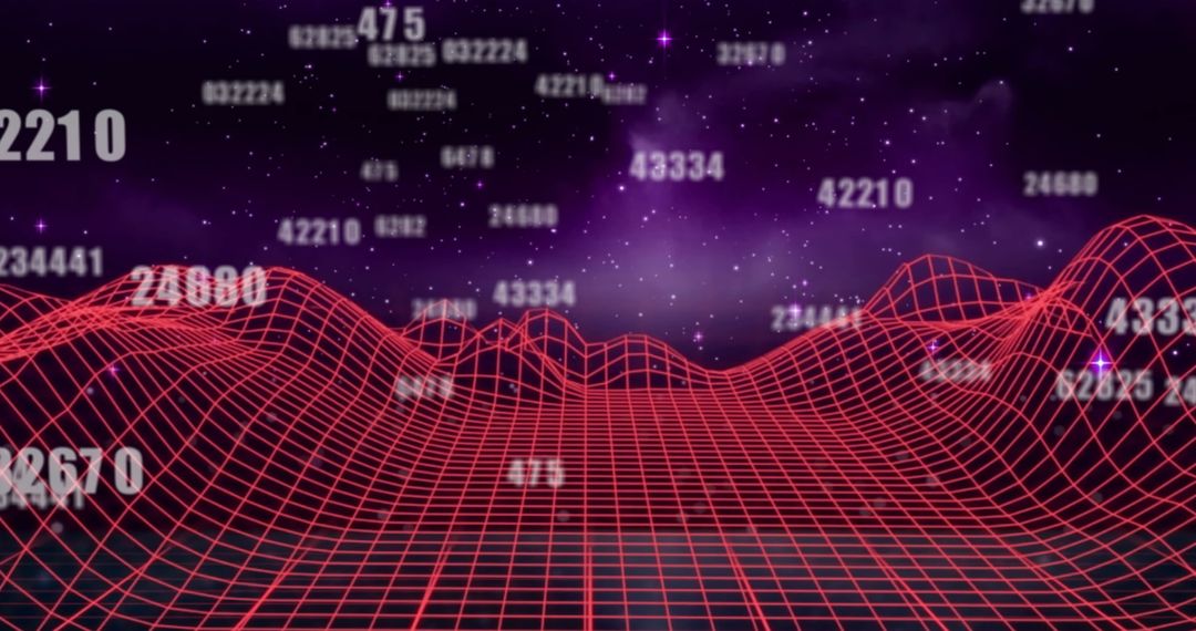 Abstract Digital Landscape with Numbers on Metaverse Background