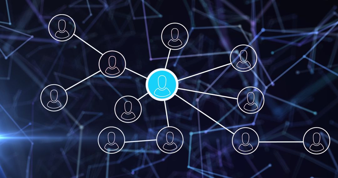 Digital Network of Connected User Icons with Glowing Links