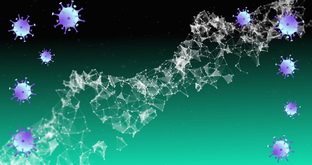 Digital Composition of DNA Strand with Virus Cells Over Lasered Background