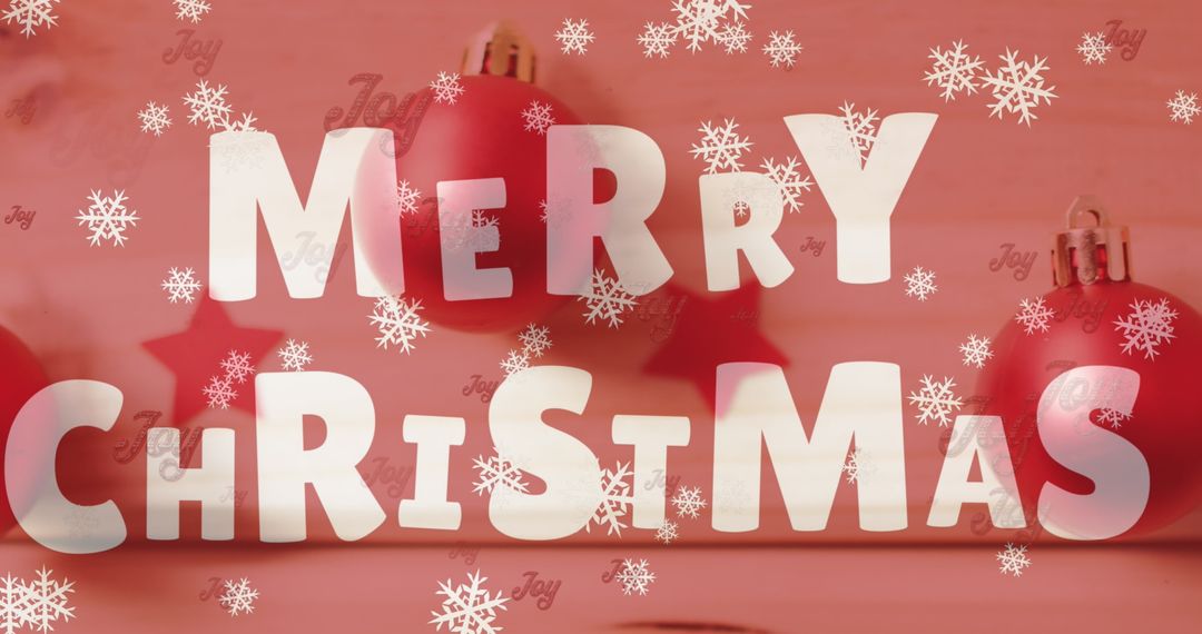 Merry Christmas with Festive Baubles and Snowflakes