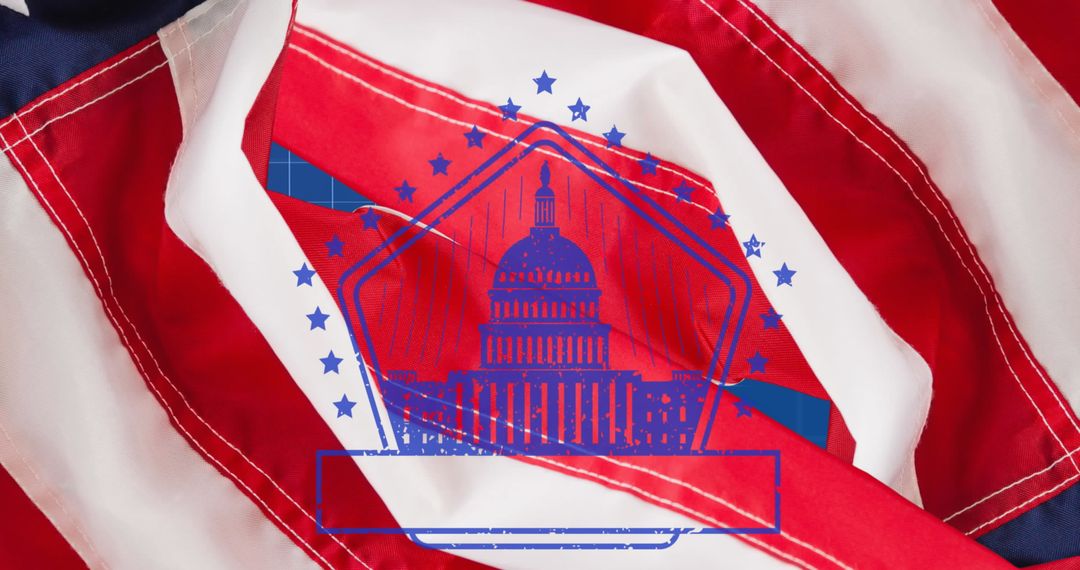 Digital Interface Overlay on American Flag Background