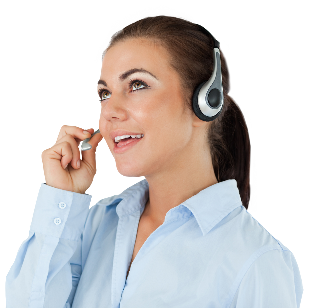 Confident Call Center Agent Using Headset while Looking Upwards - Download Free Stock Images Pikwizard.com