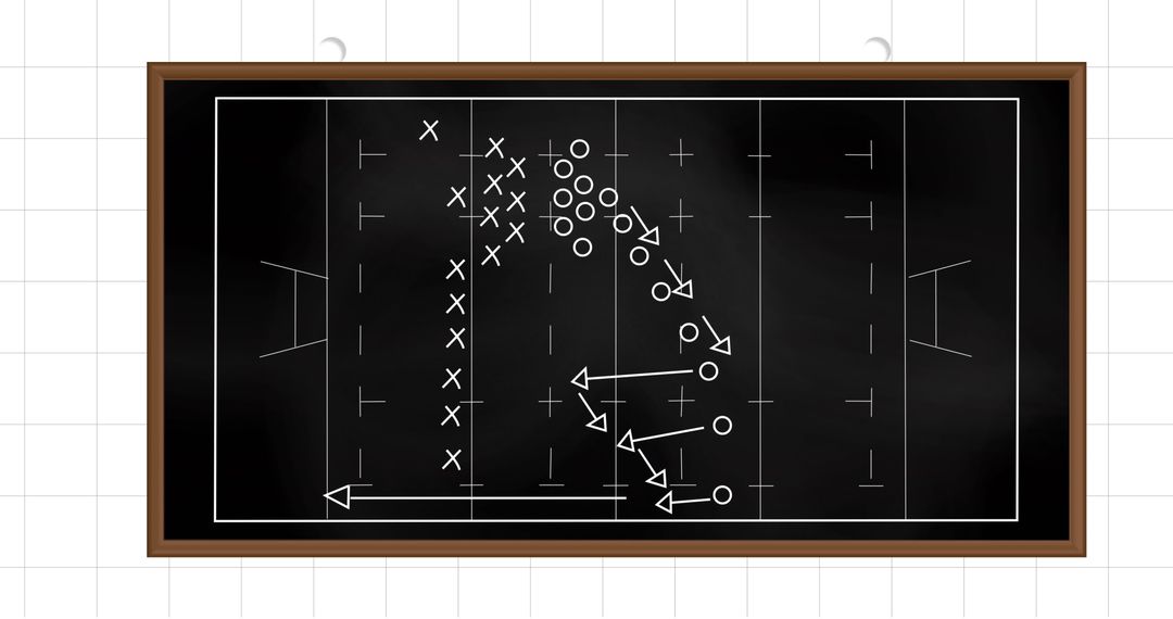 Football Strategy Diagram on Black Chalkboard Grid Background - Free Images, Stock Photos and Pictures on Pikwizard.com