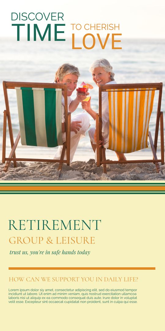 Elderly Couple on Beach Enjoying Serene Retirement with Drinks - Download Free Stock Templates Pikwizard.com