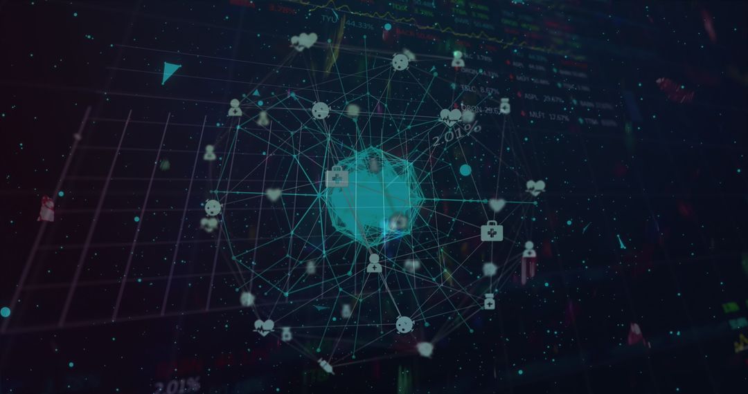 Globe of Medical Icons with Data Network Concept
