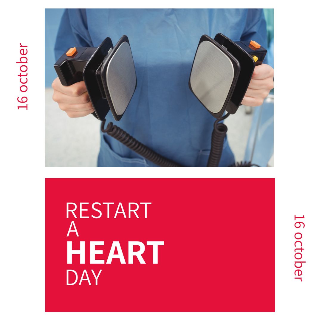 Doctor Holding Defibrillator for Cardiology Awareness