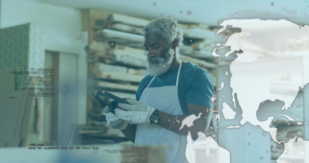 Cobbler Repairing Shoe Sole in Innovative Workshop Environment