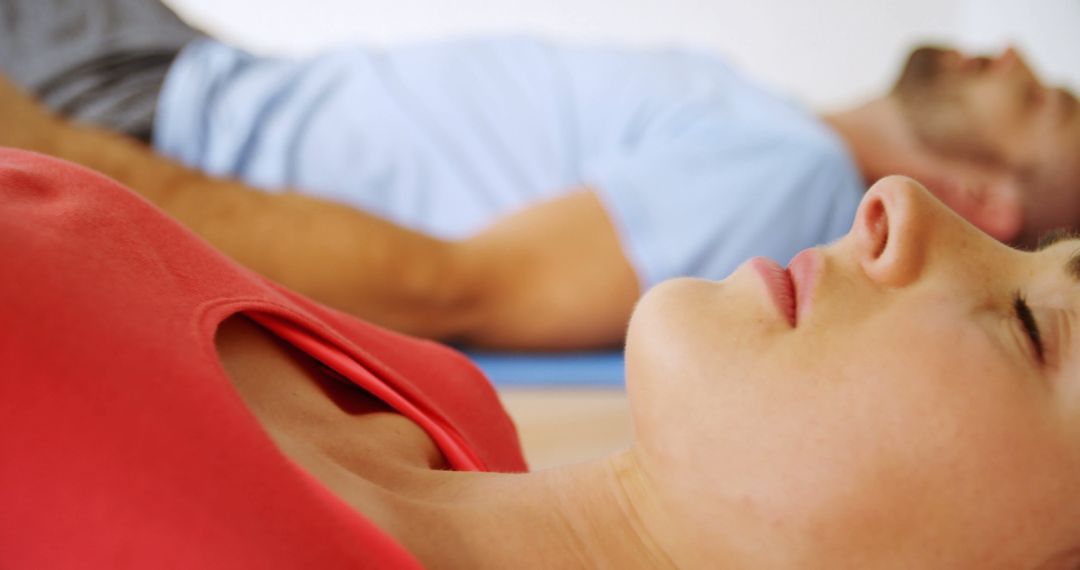 Relaxing Yoga Class with Two Participants Meditating - Free Images, Stock Photos and Pictures on Pikwizard.com