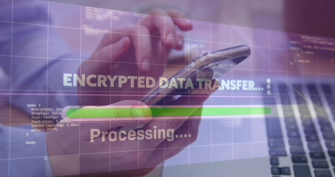 Encrypted Data Transfer Taking Place on Smartphone by Professional
