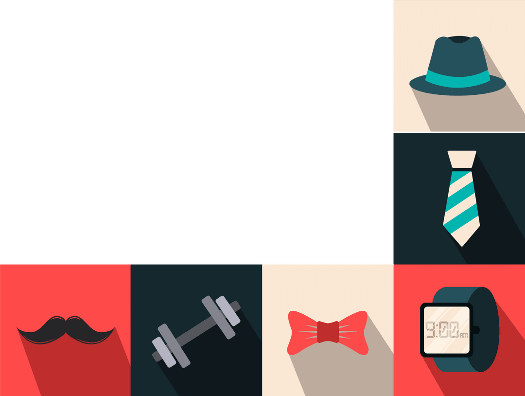 Modern Male Accessories Casting Shadows on Transparent Background