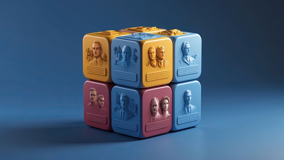 Colorful Cubes with Embossed Busts in Contemporary Design