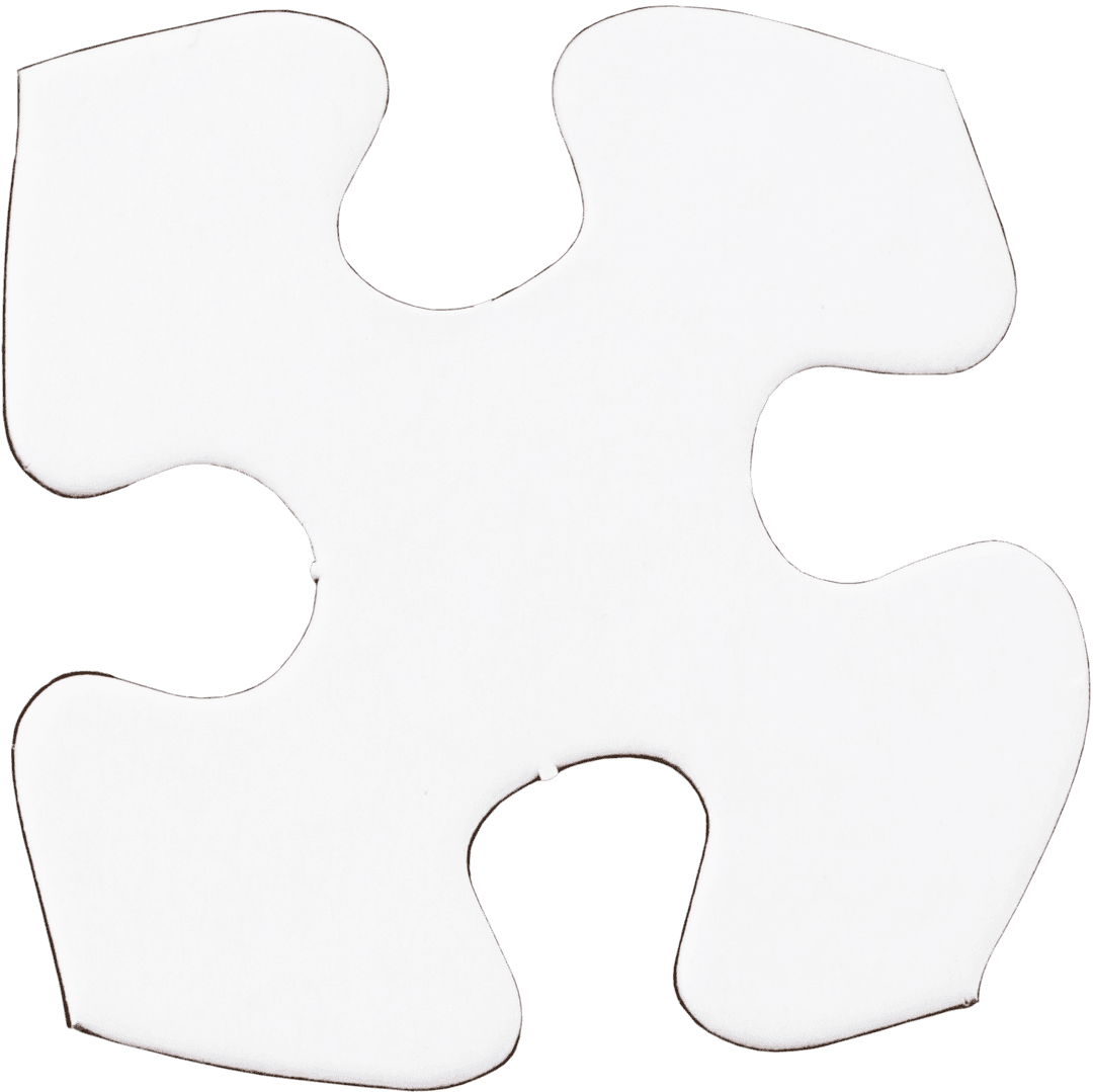 White Puzzle Piece on Transparent Background for Creativity