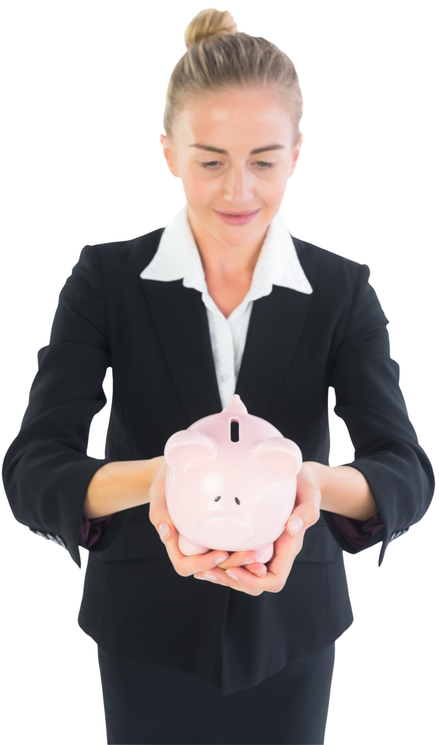 Transparent Businesswoman Holding Piggy Bank for Savings Illustration - Download Free Stock Images Pikwizard.com