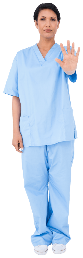 Smiling Nurse Displaying Open Hand Gesture on Transparent Background - Download Free Stock Images Pikwizard.com