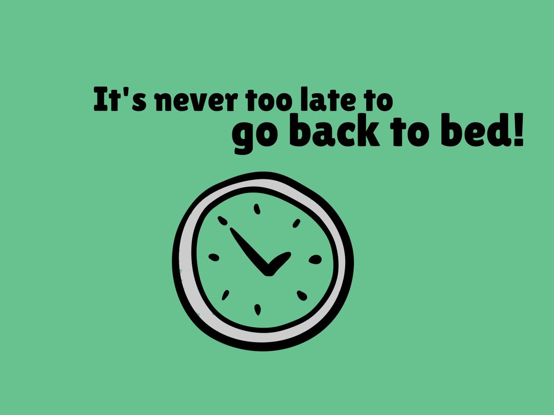 Relaxing Sleep Message with Clock Illustration