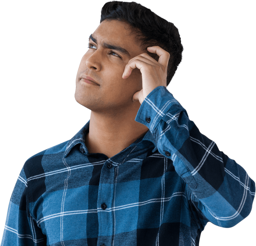 Transparent Image of Confused Young Man Thinking