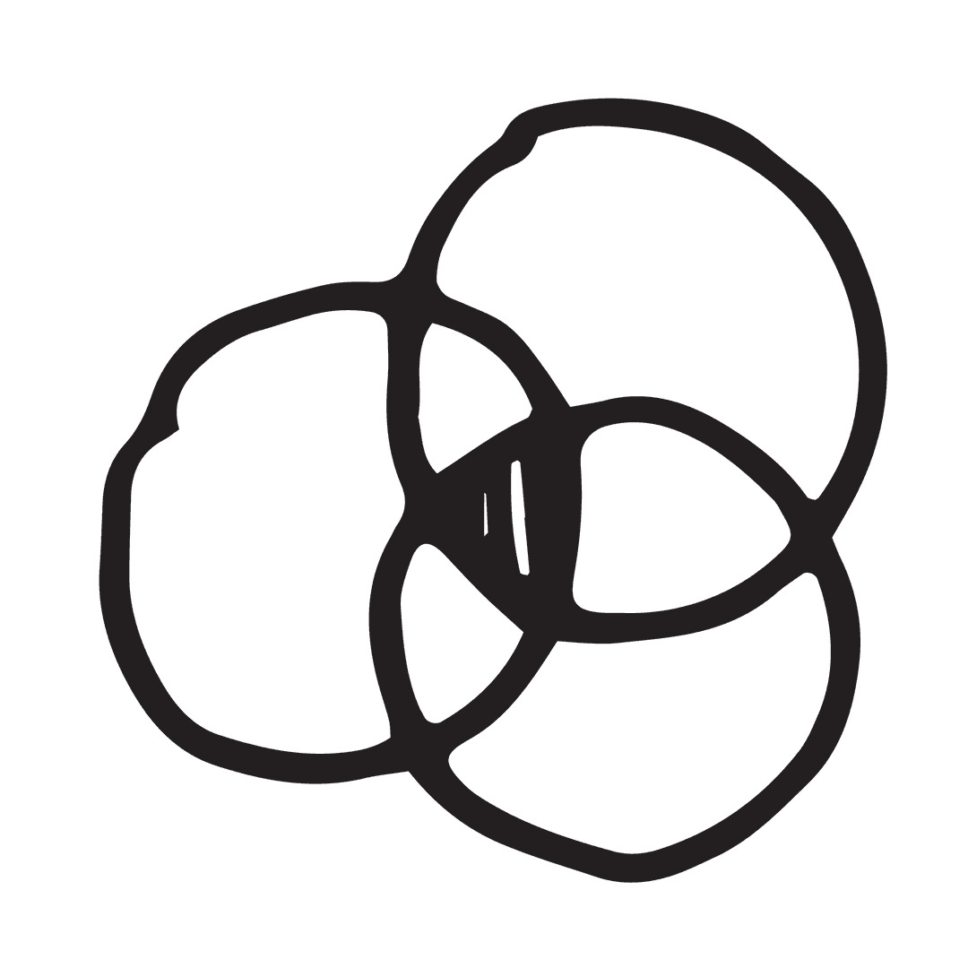 Abstract Overlapping Black Circles on Transparent Background