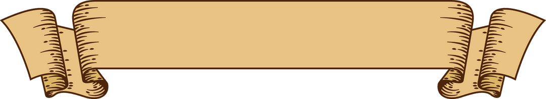 Vintage Ornate Scroll Banner with Wooden Curl Endings on Transparent Background