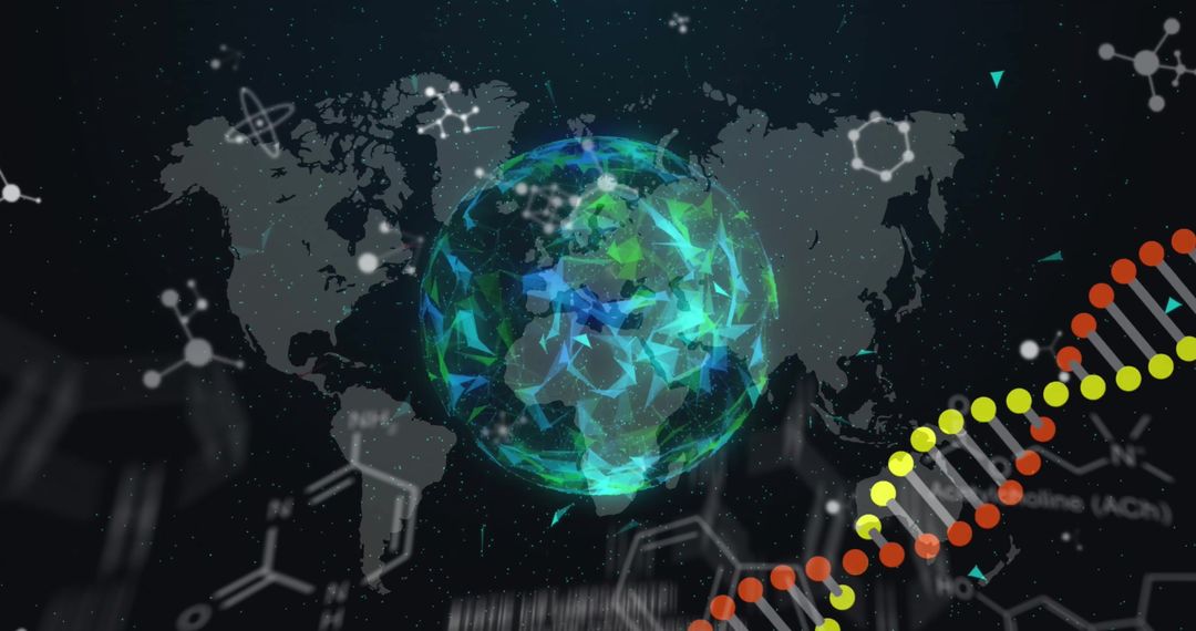 Digital Globe with DNA and Scientific Data Overlay