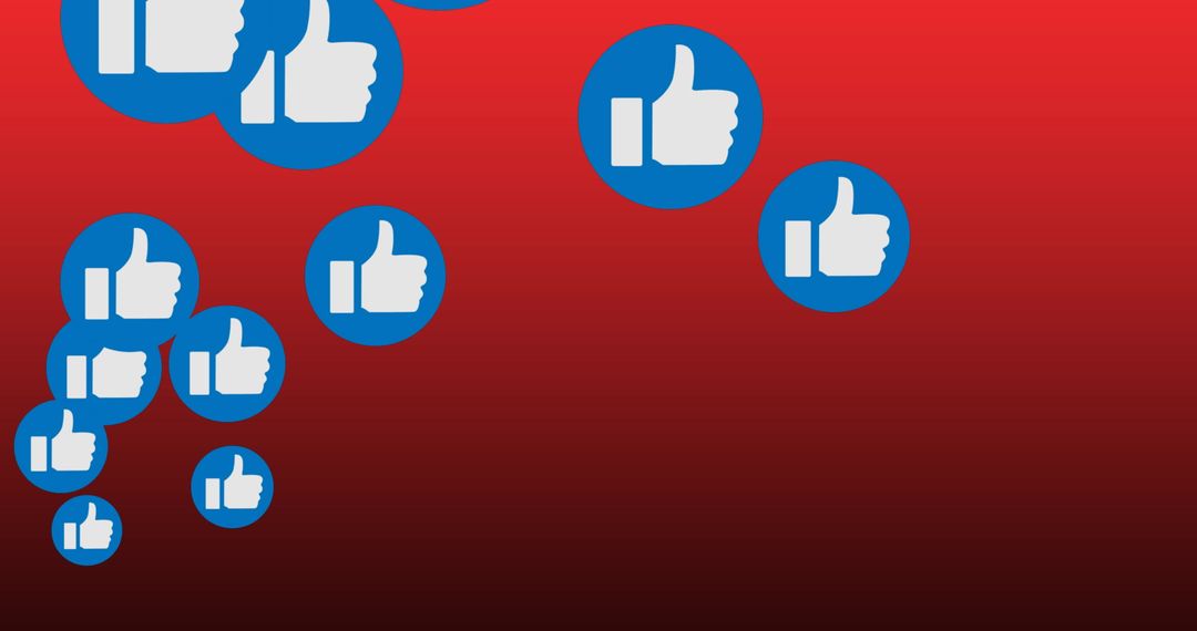 Floating Thumbs Up Icons on Red Gradient Background