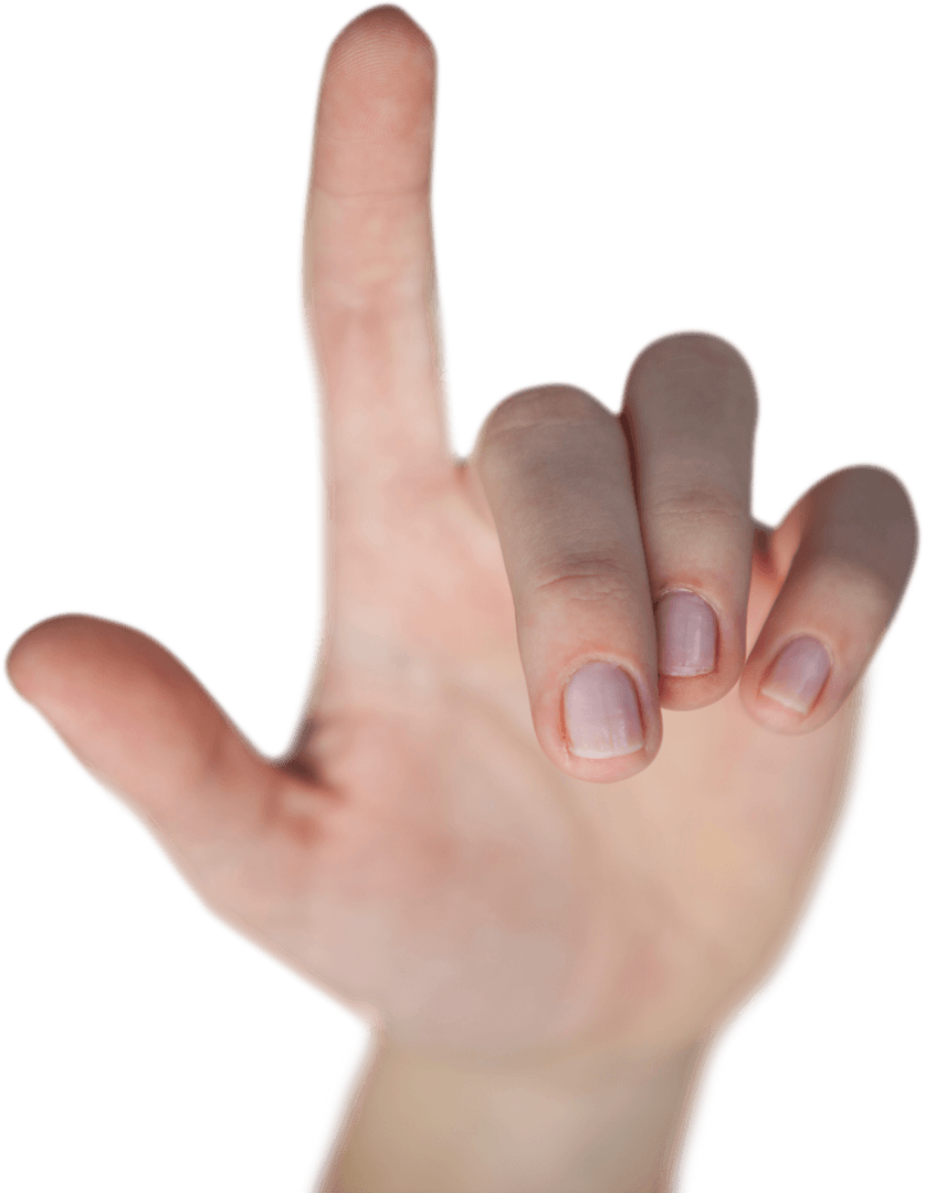 Transparent Close-Up of Hand with Raised Index Finger