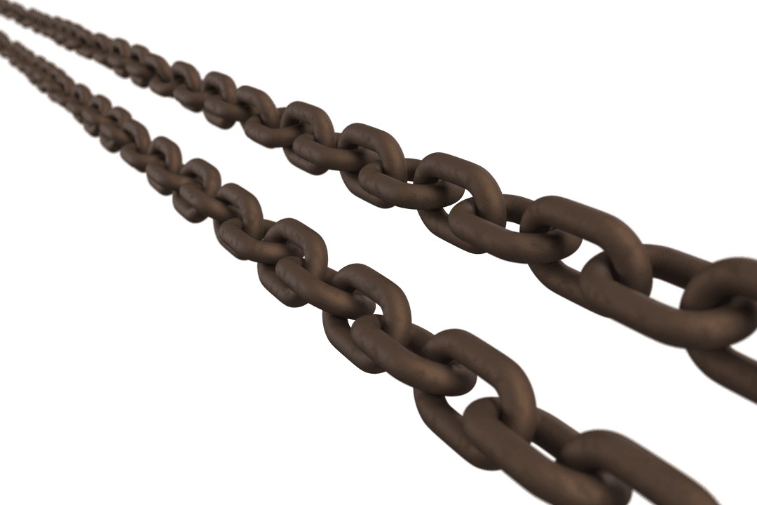 3D Transparent Rusty Metallic Chain Links Abstract Design