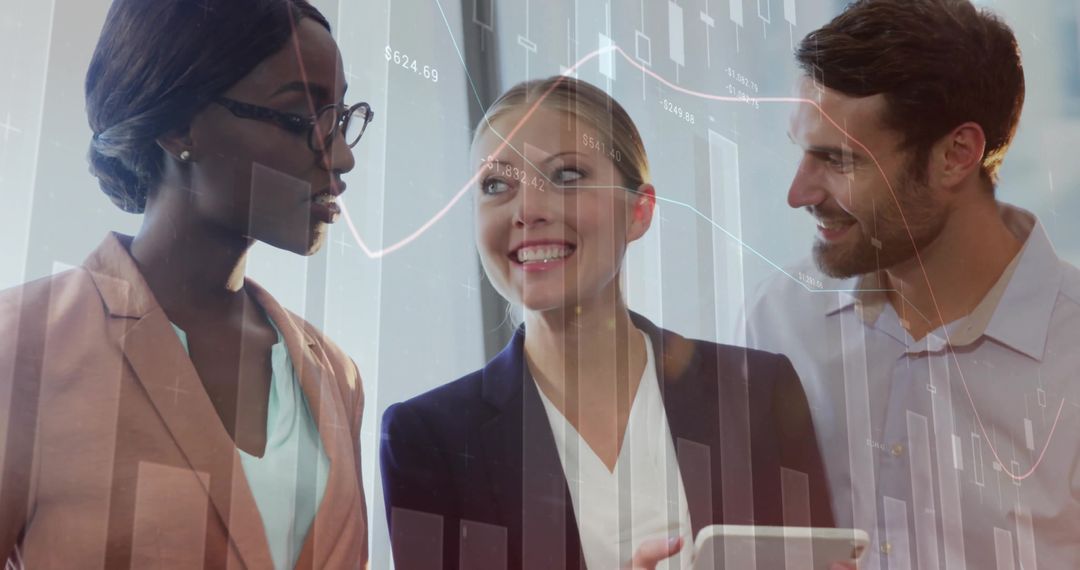 Diverse Business Professionals Analyzing Financial Data with Technology