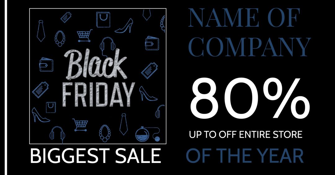 Modern Black Friday Sale Promo with 80 percent Discount Highlight - Download Free Stock Templates Pikwizard.com