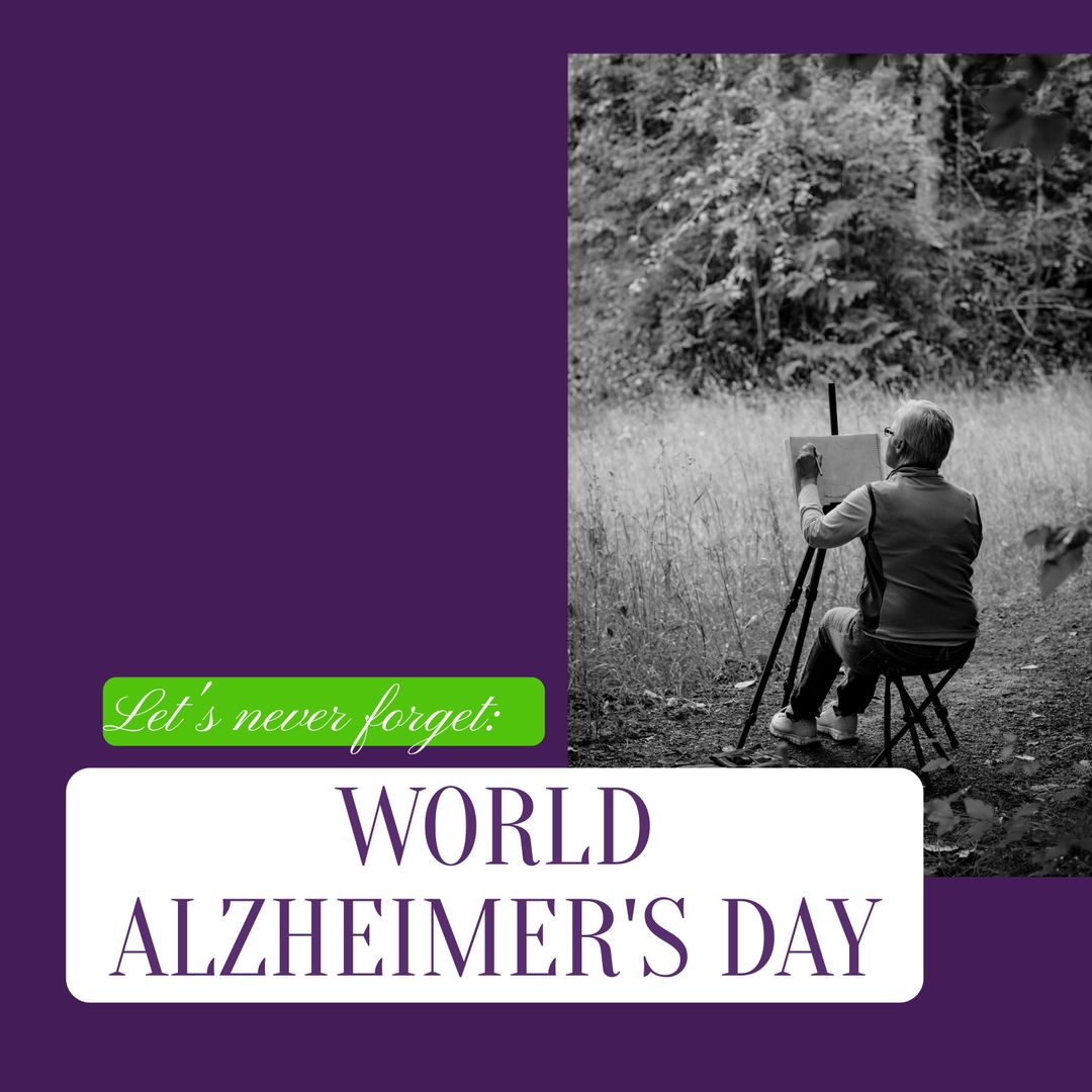 Elderly Artist Celebrating World Alzheimer's Day in Nature