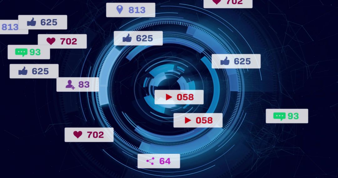 Futuristic Interface with Social Media Notifications Background