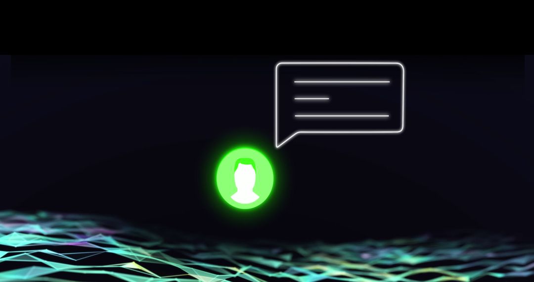 Digital Communication Alert Icon on Scrolling Data Landscape