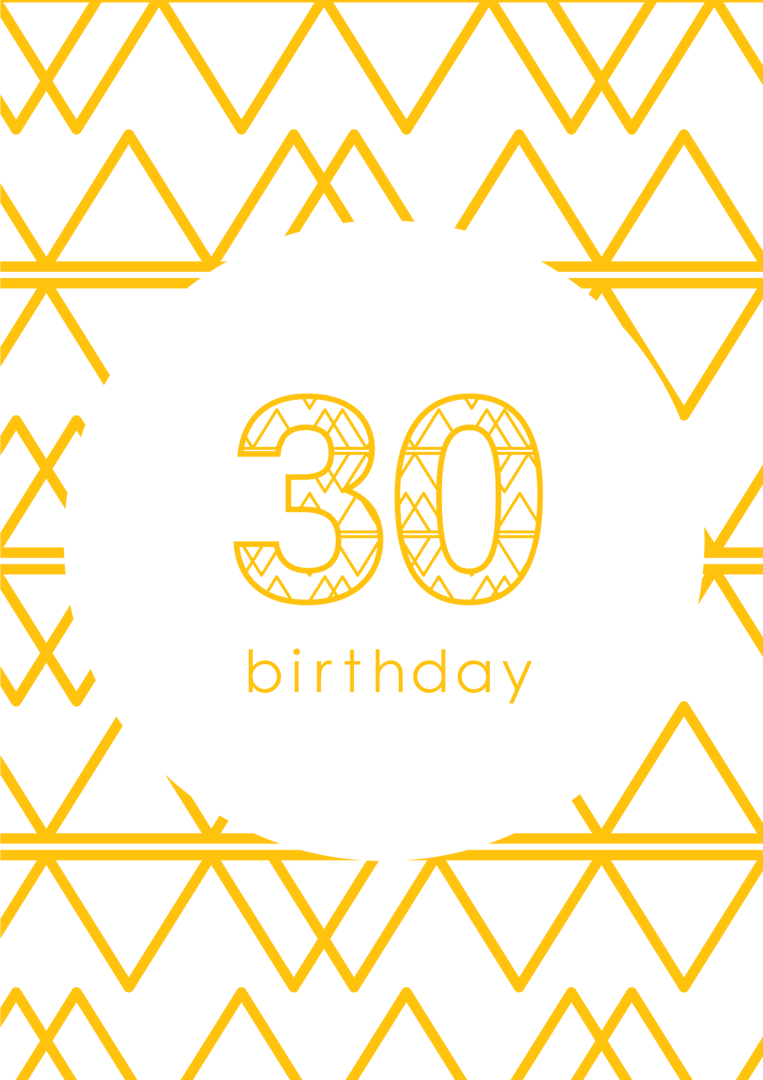 Yellow Geometric 30th Birthday Design Transparent Background