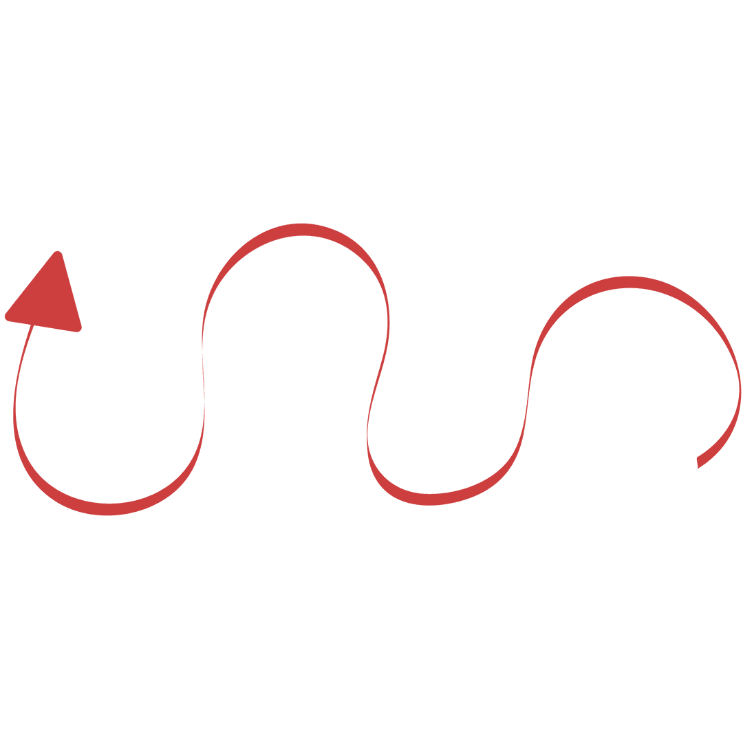 Curvy Red Arrow Vector on Transparent Background