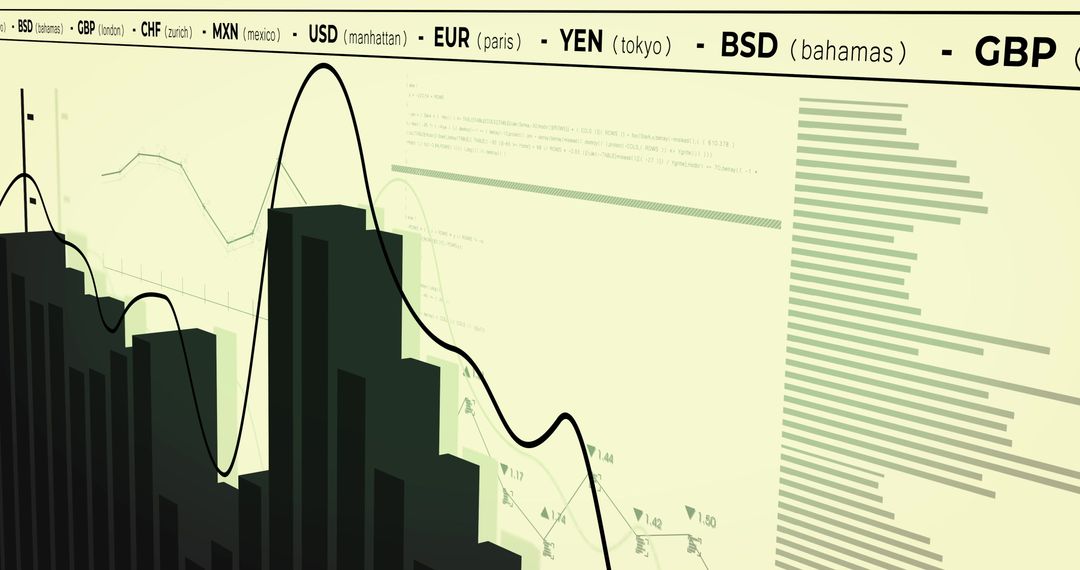 Financial Data Processing on Digital Screen with Global Currencies