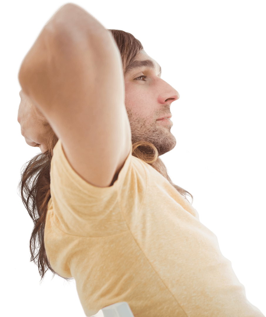 Transparent Profile of Relaxed Hipster at Office Workspace