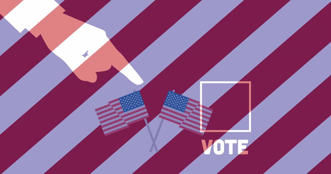 Voting Concept with American Flags and Hand Symbol