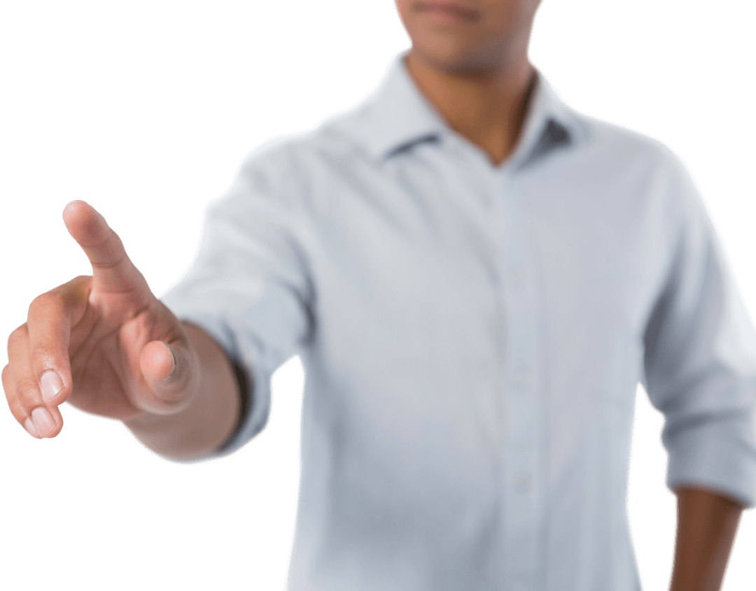 Transparent Index Finger Touching Invisible Digital Screen Gesture