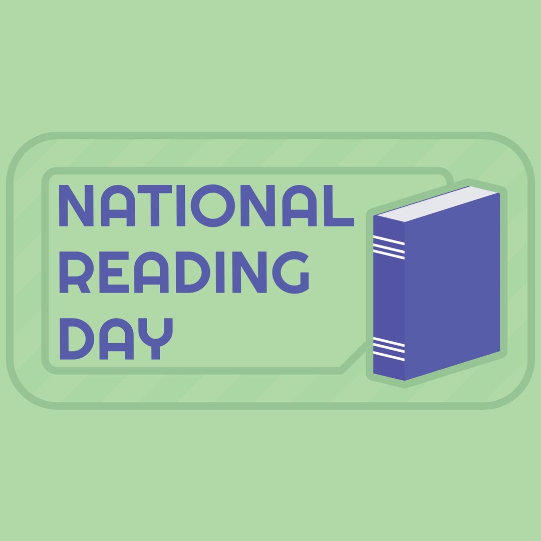 National Reading Day Celebration with Book Icon on Green Background