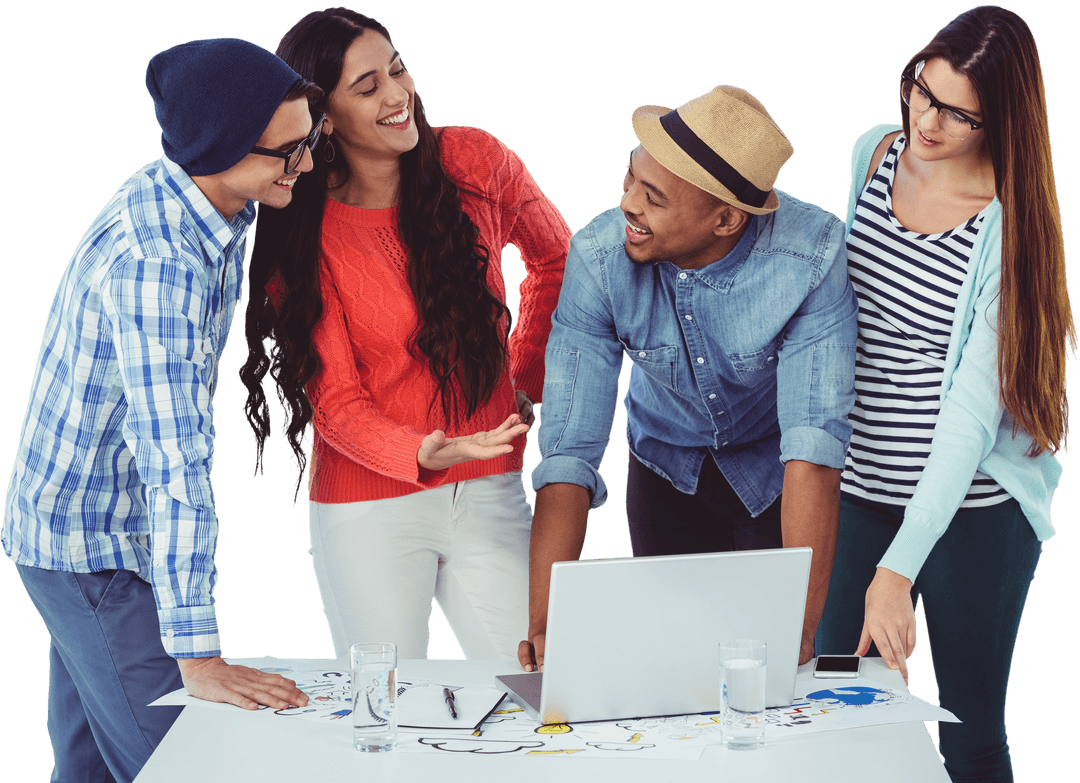 Creative Team Collaboration with Transparent Background